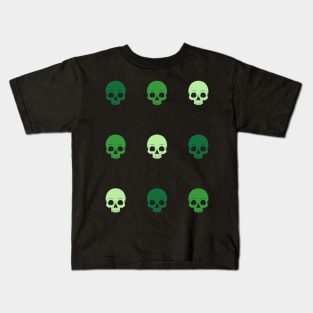 50 shades of green skulls Kids T-Shirt